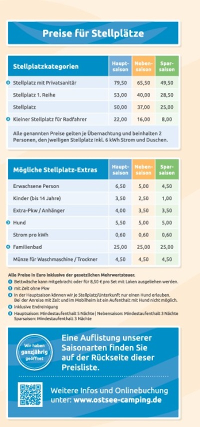 Preise Stellplätze 2026